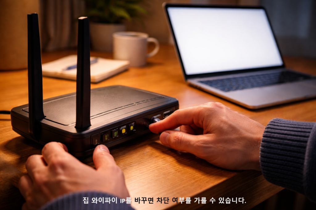 집 와이파이 IP를 바꾸면 차단 여부를 가를 수 있습니다
