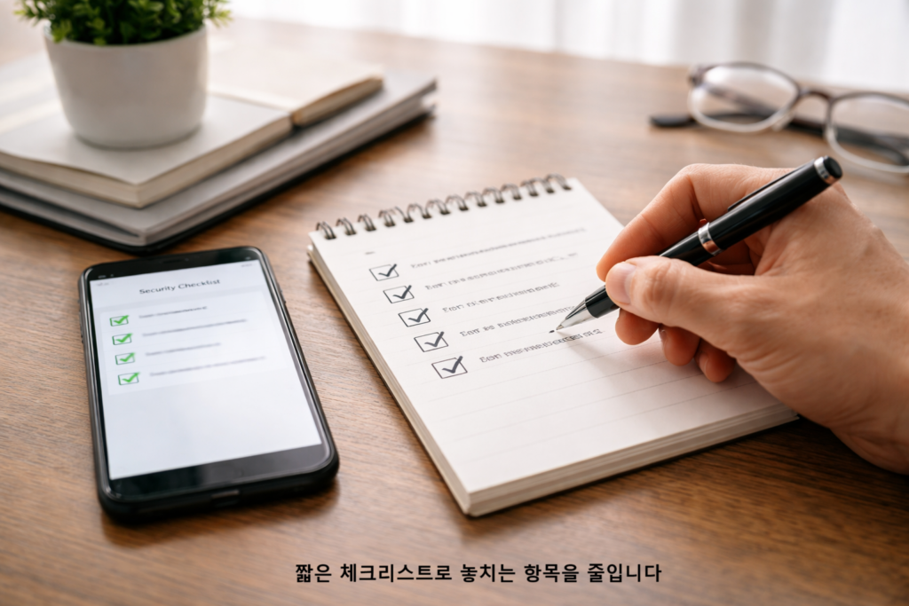 짧은 체크리스트로 놓치는 항목을 줄입니다