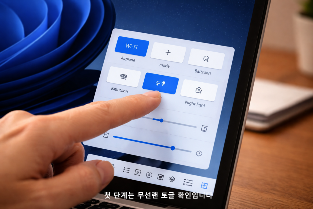 첫 단계는 무선랜 토글 확인입니다