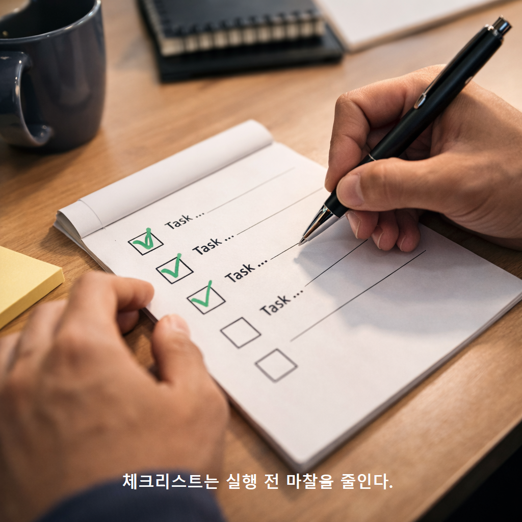 체크리스트는 실행 전 마찰을 줄인다