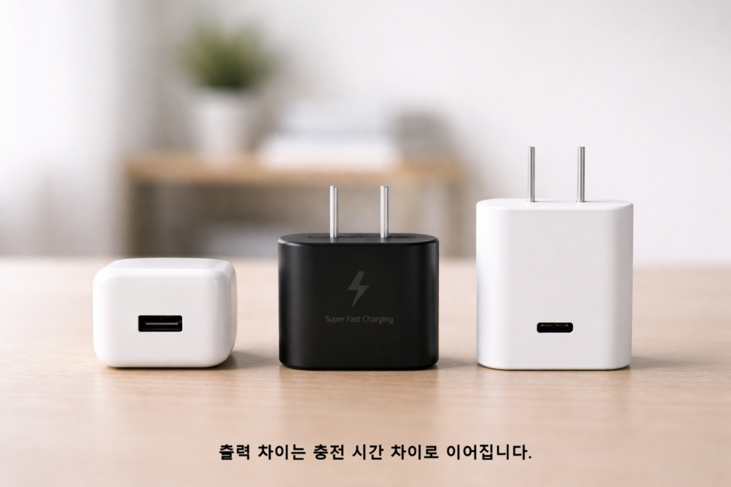 출력 차이는 충전 시간 차이로 이어집니다