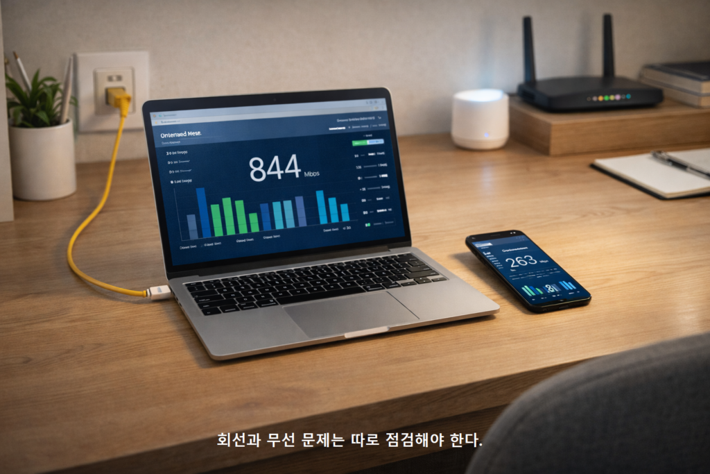 회선과 무선 문제는 따로 점검해야 한다